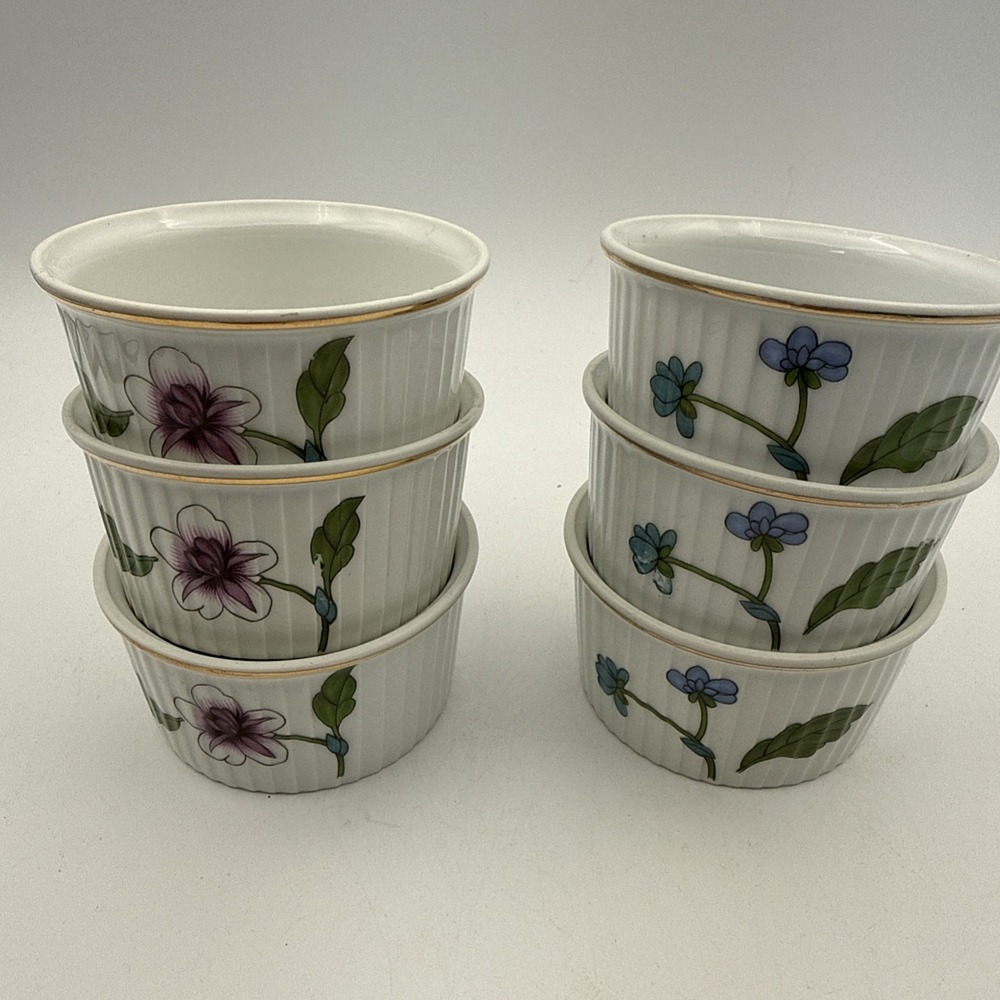 Royal Worcester Shelley Astley Ramekin Set of 6 England Porcelain Oven Safe 3621
